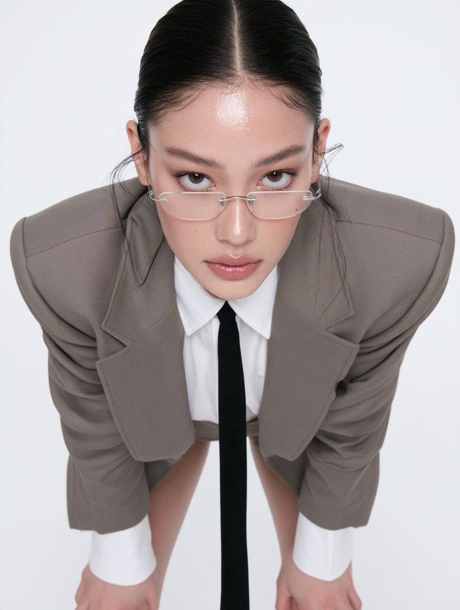 위에서 내려다본 앵글의 토프 수트 에디토리얼 컷